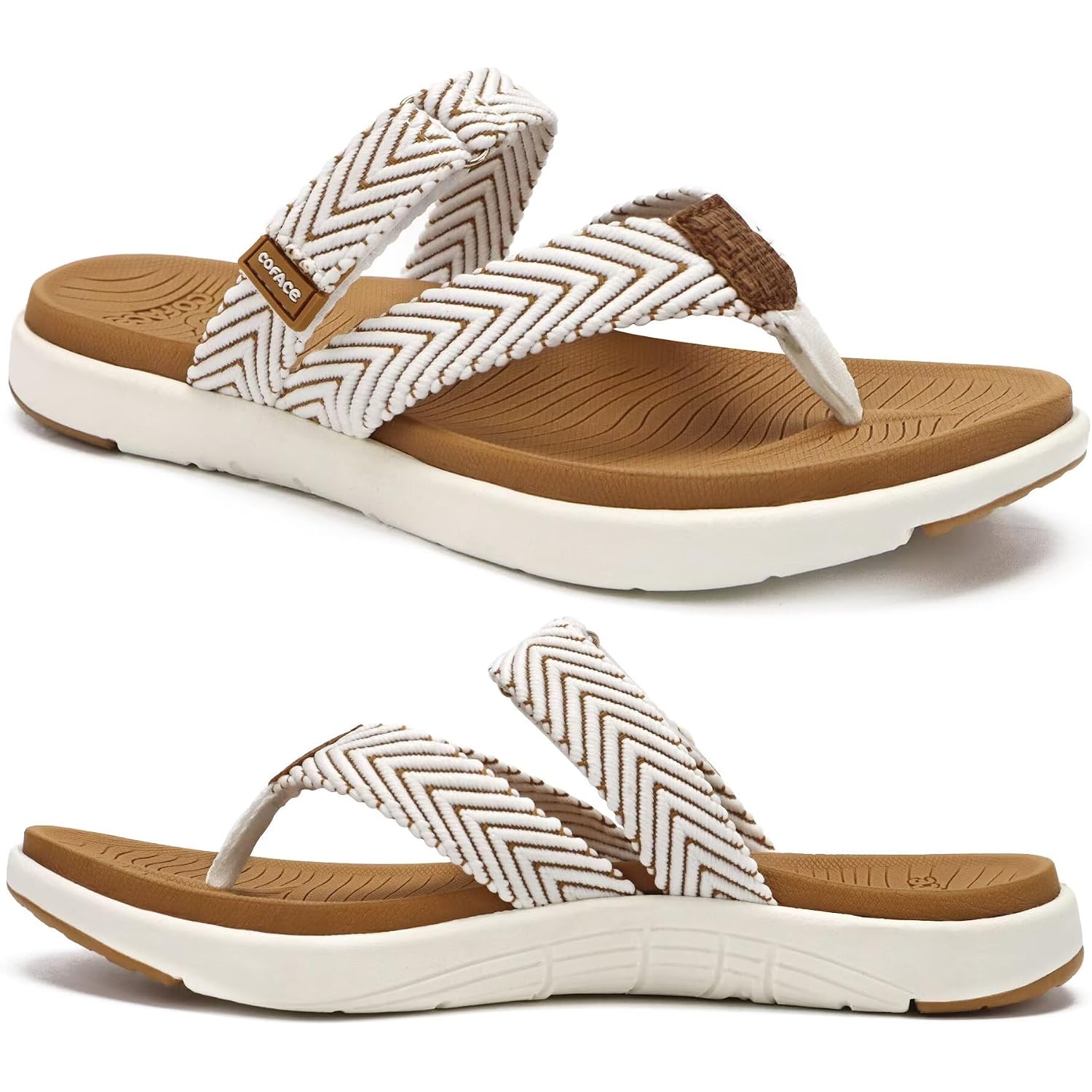 Coface Womens Trendy Orthotic Flip Flops Lightweight Yoga Mat Thick Cushion Walking Thong Sandals Adjustable Slip On Slippers With Comfortable Plantar Fasciitis Arch Support
