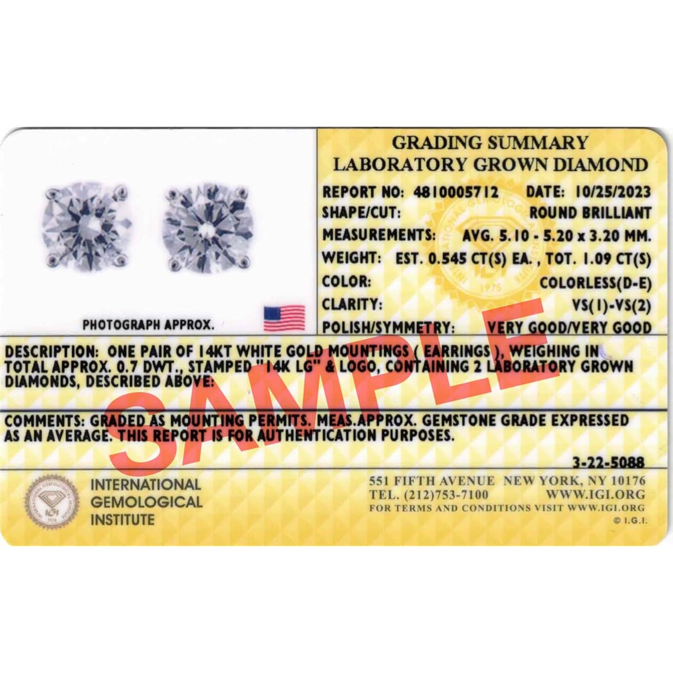 IGI Certified 1 to 10 Carat D-E Color and VS1-VS2 Clarity Lab Grown Diamond Stud Earrings for Women I 14k White Gold Earrings for Her I Secure Screw Back Made in USA by Beverly Hills Jewelers