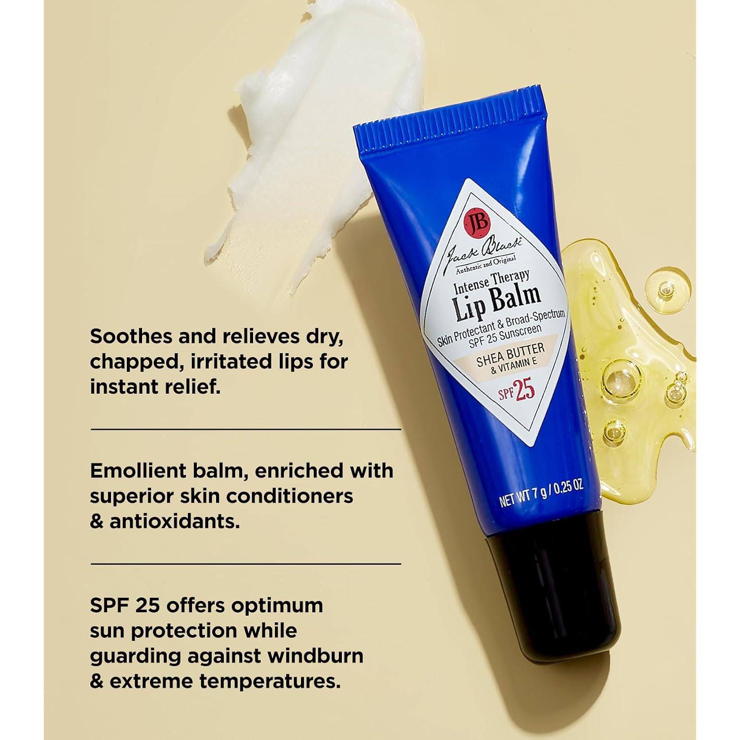 Jack Black Intense Therapy Lip Balm, 0.25-Oz. – Spf 25 Sun Protection, Lip Moisturizer, Hydrating Lip Balm With Spf, Lip Sunscreen