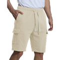 Mens Casual Cargo Shorts Cotton Elastic Waist Drawstring Sweat Shorts Gym Workout Jogger Shorts