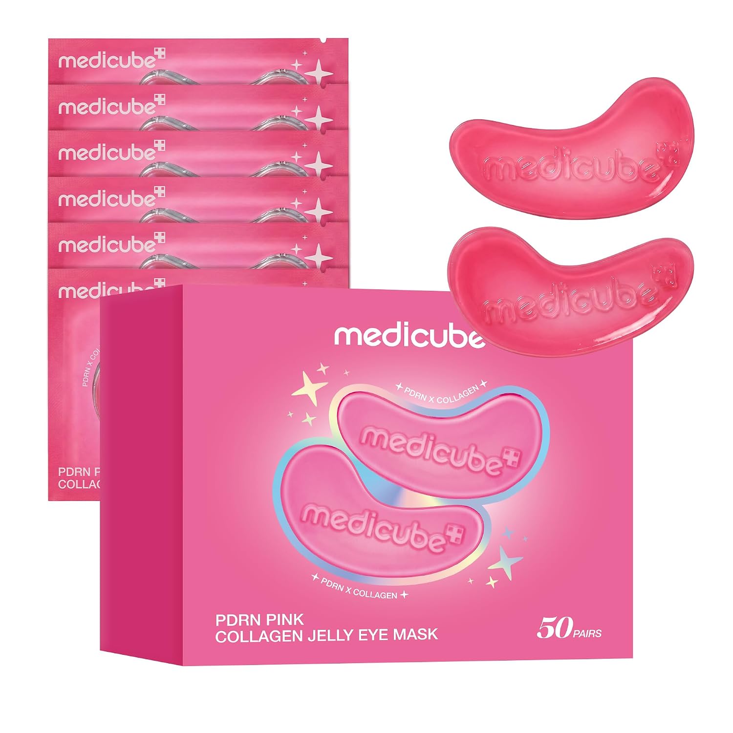 Medicube Jelly Eye Mask Pdrn Pink Collagen | Hydrogel Eye Patches With Pdrn, Collagen, Nad | Refreshing For Puffy, Tired Eyes | Firming For Look Of Wrinkles, Fine Lines | Korean Skincare (50 Pairs)