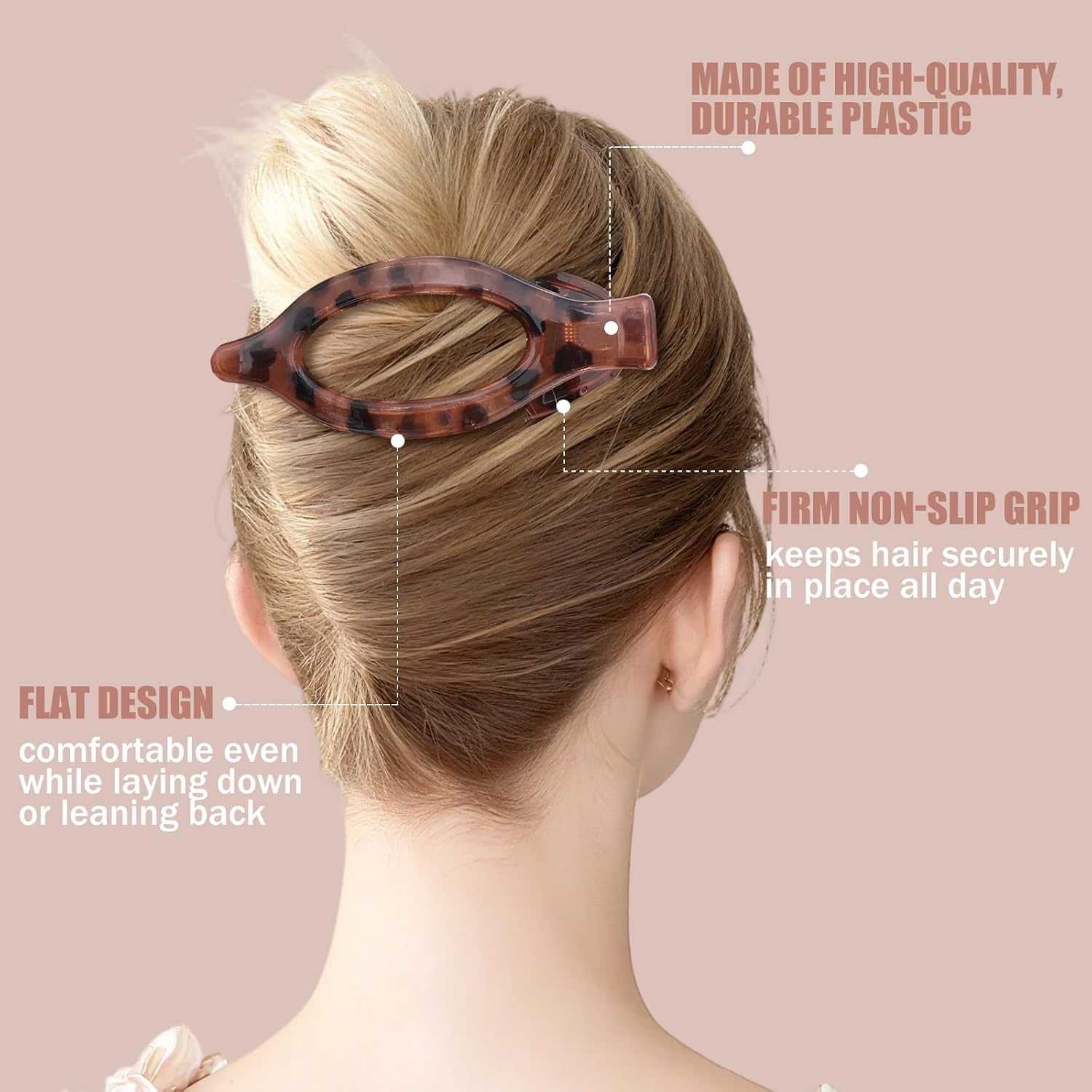Flat Hair Clips For Women - 6 Pcs French Flat Claw Clips Medium Hair Clips For Girls Large Hair Claw Clips For Thick Or Thin Hair Strong Hold No Slip Hair Accessories For Women (Transparent)