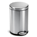 simplehuman Round Step Can, 4.5L / 1.2 Gallon Compact Bathroom Trash Can, 150,000-Step Pedal, Lid Shox® Silent Close, Removable Inner Bucket, Brushed Stainless Steel