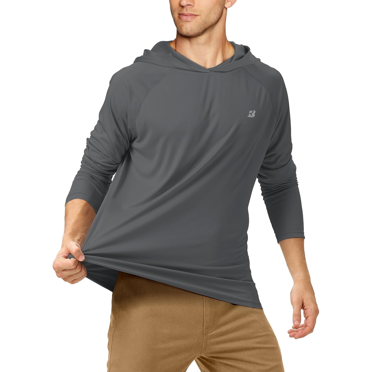 Roadbox Upf 50+ Fishing Shirts For Men, Long Sleeve Uv Sun Protection Hoodie, Outdoor Hiking Running Swimming Rash Guard