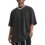 Men'S Graphic Tees Funny Letter Print Vintage Oversize T Shirts Acid Wash Shirt Streetwear Rapper Casual Tee Top