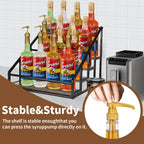 Coffee Syrup Organizer Rack, Liquor Bottle Display Shelf, Spice Racks, 4-Tier 16 Syrup Bottles Holder Stand For Coffee Bar Kitchen Small Wine Rack For Bar Family Storage For Syrup Wine Dressing