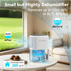 Small Dehumidifier For Home 44Oz Quiet With Auto Off & Defrost 5 Timers 3 Modes 10 Color Lights 3 Brightness 260 Sq.Ft Portable Dehumidifiers For Basement Bedroom Bathroom Rv Closet