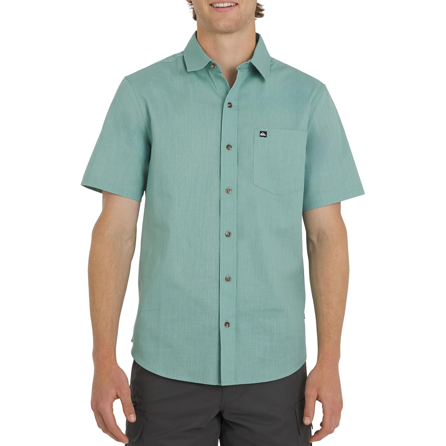 Quiksilver Men'S Regular Fit Premium Cotton Woven Short Sleeve Button Up Casual Shirt