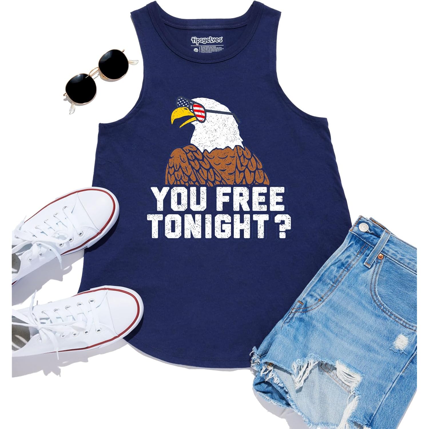 Tipsy Elves Women’s 4th of July Tank Tops Cute Patriotic American Flag Shirt Sleeveless July Fourth Outfits