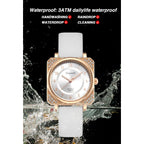 Square Ladies Watch,Crystal Rhinestone,Waterproof Silicone Band Analog Quartz Wrist Watches for Nurse Female Women's