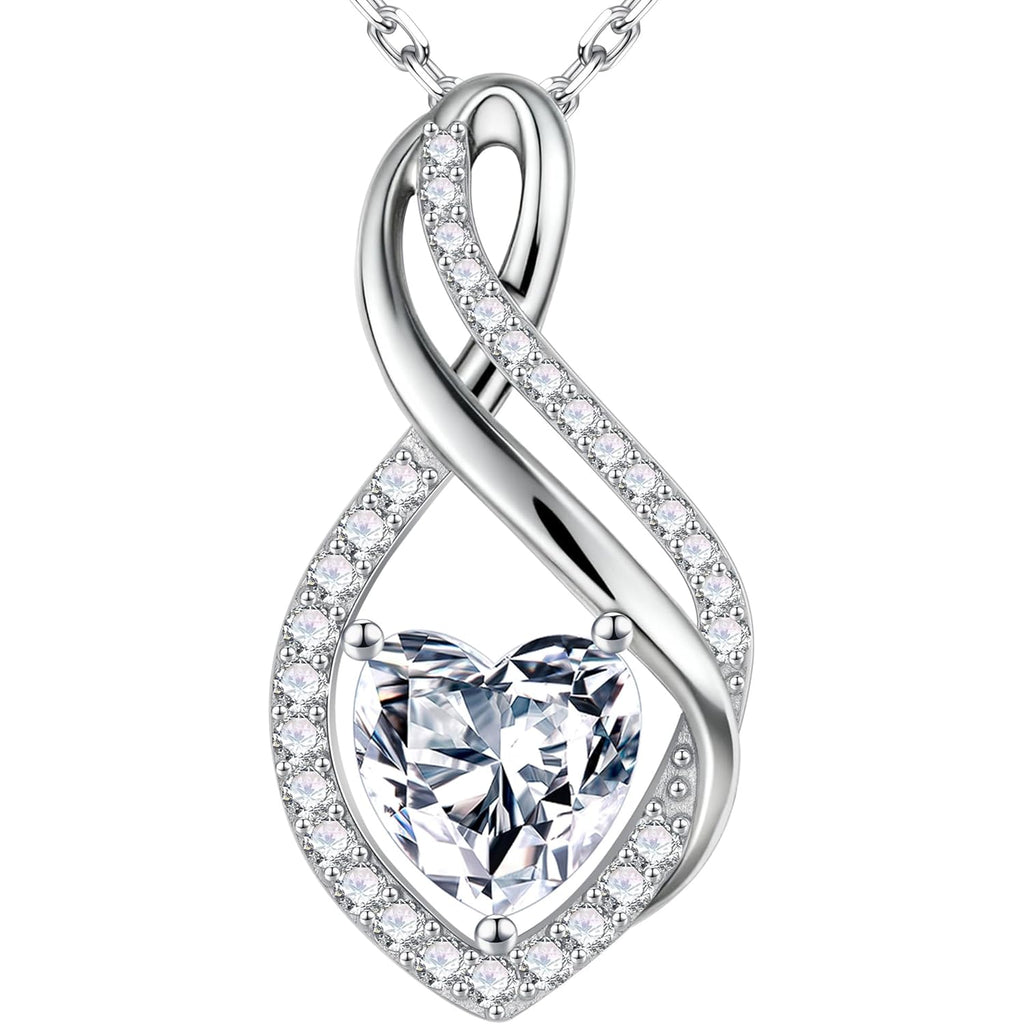 MOOSEA Mothers Day Gifts for Wife Infinity Moissanite Necklace, 1-3CT 925 Sterling Silver with Rhodium Plating Anniversary Birthday Gifts for Women Mom Her Moissanite Heart Pendant Jewelry Gift