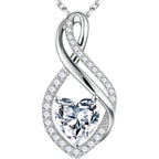 MOOSEA Mothers Day Gifts for Wife Infinity Moissanite Necklace, 1-3CT 925 Sterling Silver with Rhodium Plating Anniversary Birthday Gifts for Women Mom Her Moissanite Heart Pendant Jewelry Gift