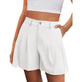 Womens Shorts Casual 2026 Summer Elastic High Waist Zipper Button Tailored Shorts Pleated Beach Vacation Clothes