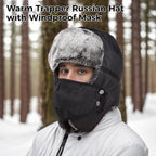 Homaisson Winter Hats with Mask Trapper Trooper Hat with Ear Flaps Russian Bomber Ushanka Hats Men Women Waterproof Windproof