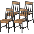 Dining Chairs Set Of 4, Industrial Kitchen Chairs With Metal Frame, Slanted Back, Wooden Dining Chair Set, For Kitchen, Living Room, Rustic Brown And Black Cy03L4Br