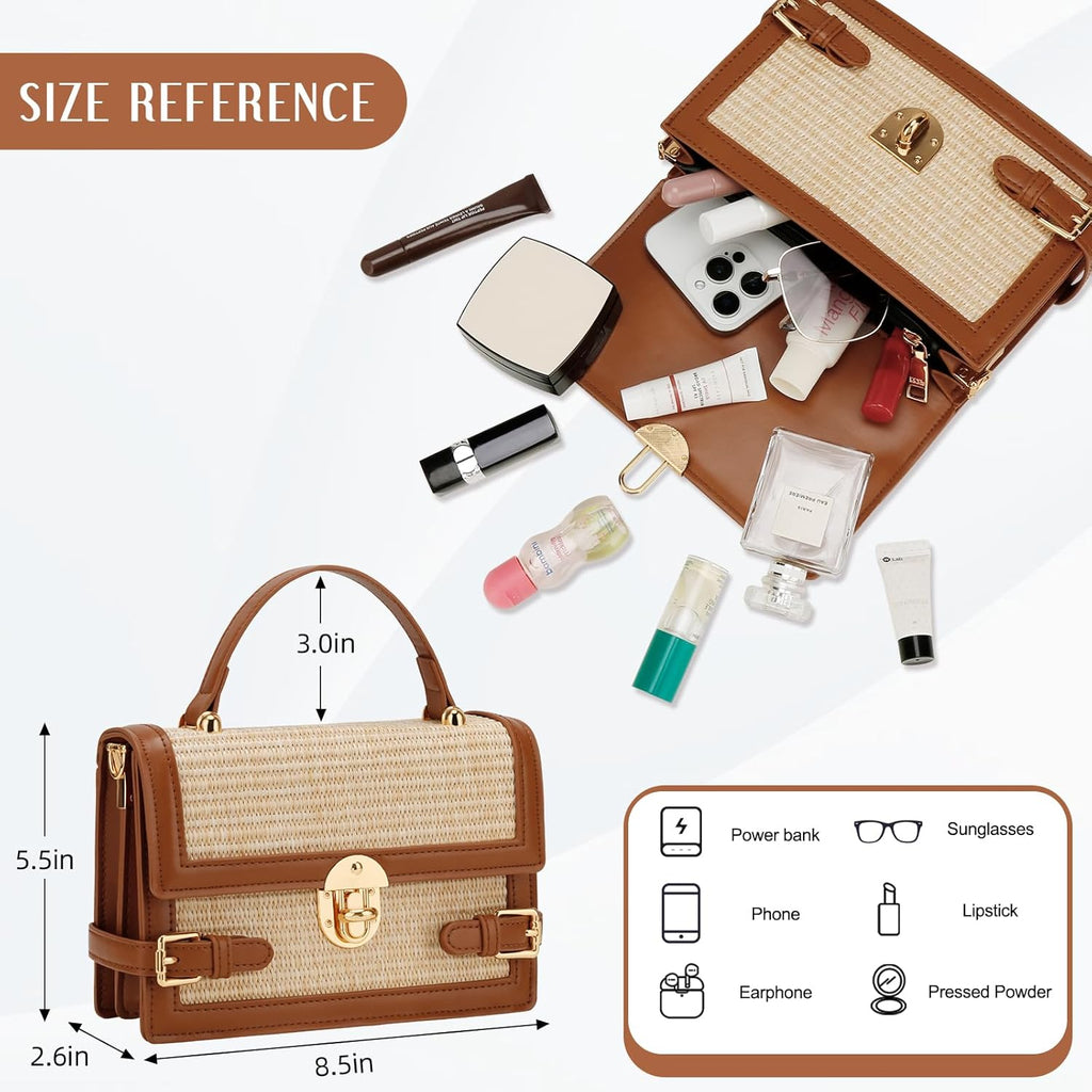 KKXIU Straw Purses for Women – Summer Beach Shoulder Purse & Clutch Handbag, Woven Crossbody Bags for Women