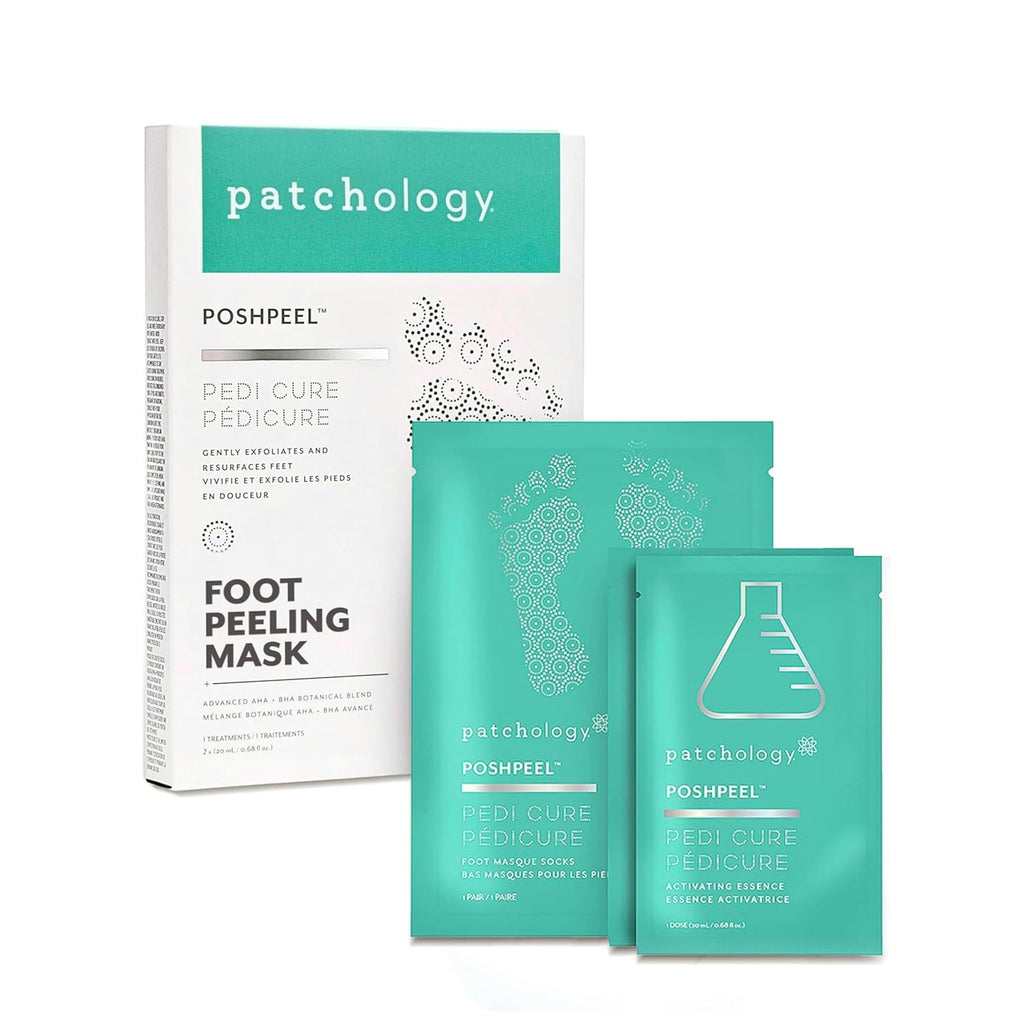 Patchology PoshPeel Pedi Cure - Foot Peel Mask Soak Treatment, Feet Peeling Mask, Pedicure Booties with Deep Exfoliation for Baby-soft Skin, Pedicure Supplies for Foot Care, 1 Pair