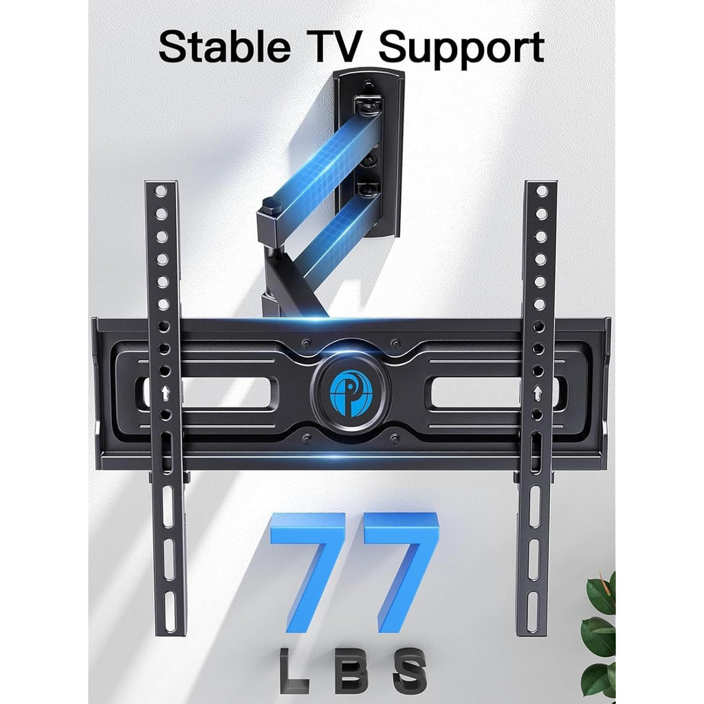 Pipishell Full Motion TV Wall Mount for Most 26-65 inch Flat & Curved TVs up to 77 lbs, Adjustable Bracket Height, Corner TV Mount with Single Articulating Arm, Max VESA 400x400mm, PIMF9