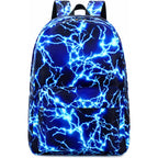 Mezhsa Boy School Backpack Elementary Middle Lightning Bookbag Laptop Teenager Waterproof Lightweight 17 Inches (1-Blue)