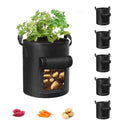 Cavisoo 5-Pack 10 Gallon Potato Grow Bags, Garden Planting Bag With Reinforced Handle, Thickened Nonwoven Fabric Pots For Tomato, Vegetable And Fruits