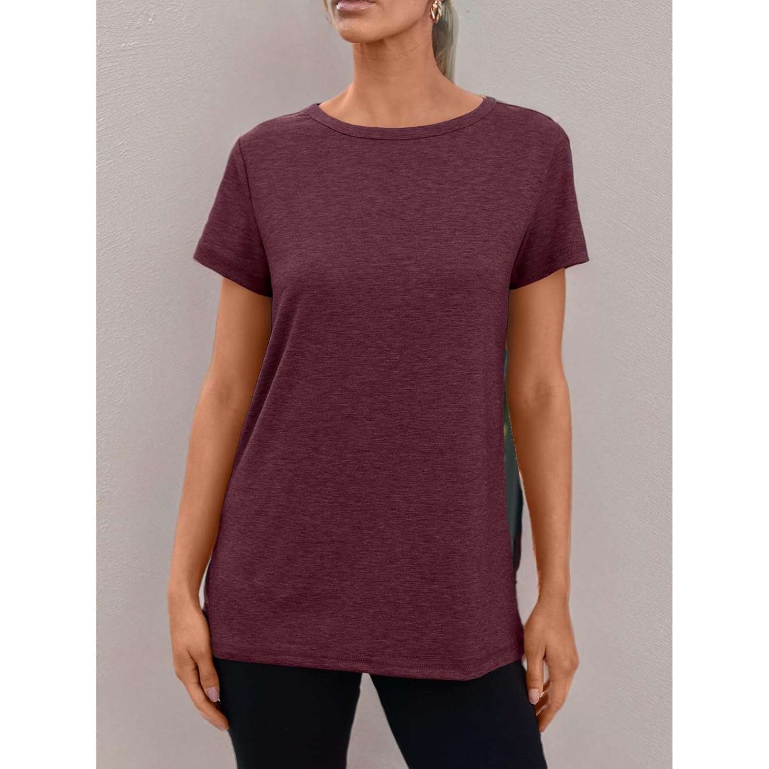 Women's Soft Basic Short Sleeve T-Shirt, Round Neck Tops Summer Casual Tee for Spring Shirts Clothes Everyday Wear