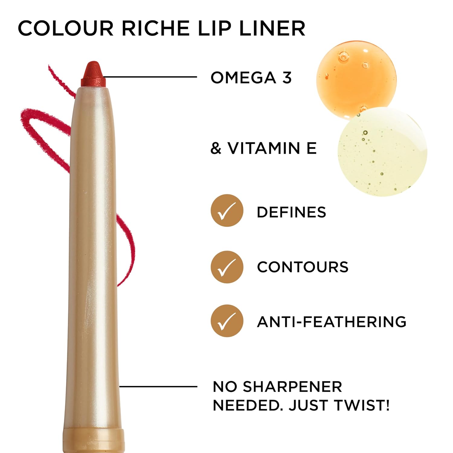 L'Oreal Paris Colour Riche Lip Liner Pencil, Creamy Lip Liner With Omega 3 And Vitamin E, 780 Au Naturale (Soft Neutral Beige)