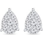 Diamond Wish 14k Gold Teardrop Pear Shape Pave Cluster Diamond Stud Earrings (1/5 to 9/10 cttw, O.White, I2-I3)