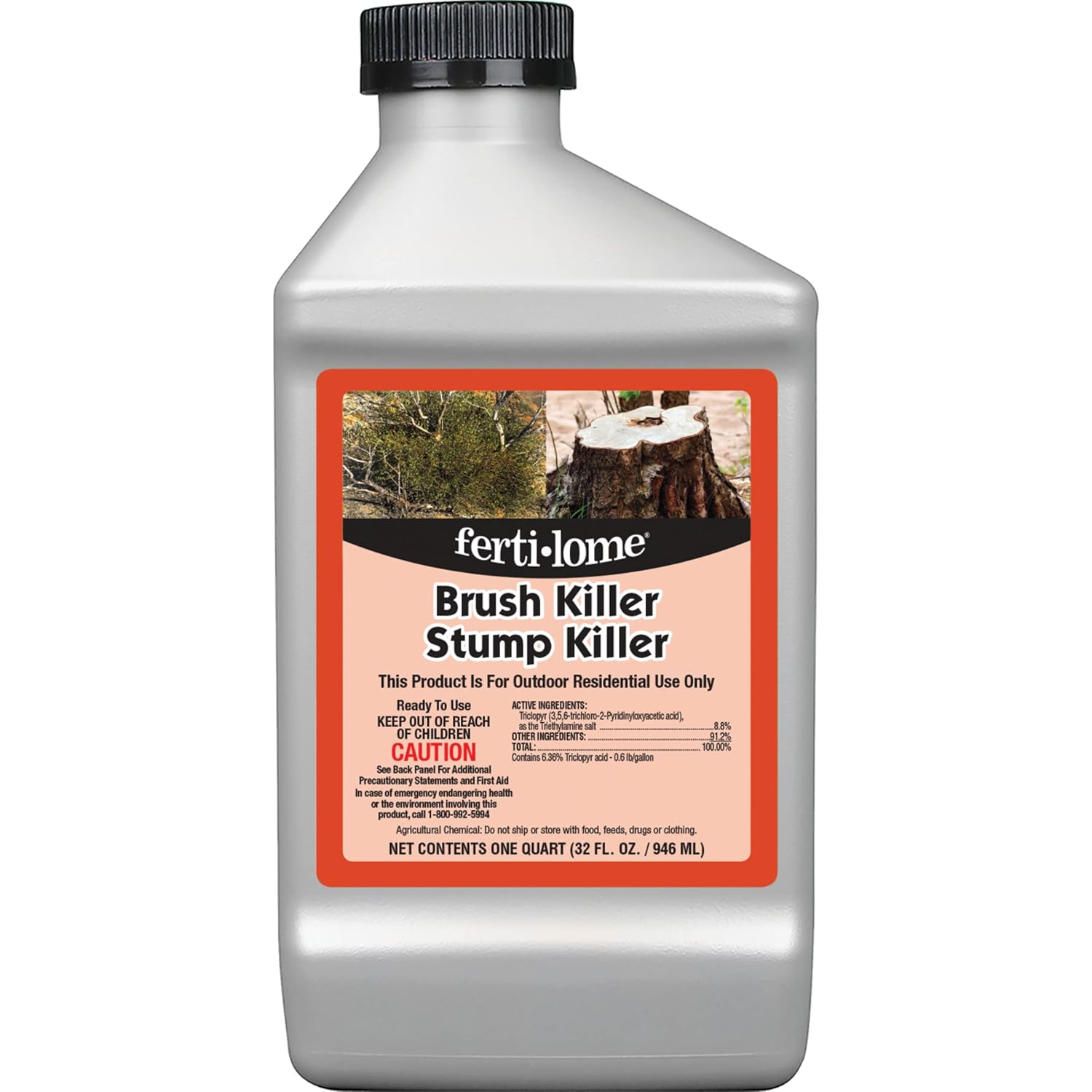 Fertilome (11485) Brush Killer & Stump Killer Woody Plant Control, 32 Oz | Triclopyr Ester Concentrate - Controls Woody Plants, Vines, Stumps In Non-Crop Areas - Property Owners