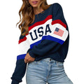 Womens Usa Sweatshirt Crewneck American Flag Knit Sweater Long Sleeve 4Th Of July T Shirts Loose Fit Pullover Top