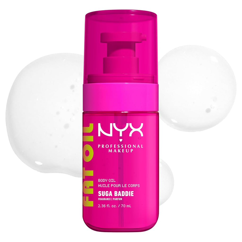 Nyx Professional Makeup Fat Oil Body Oil In Suga Baddie, Vanilla Scented Body Glow Moisturizer With Vitamin E For 24Hr Hydration And Glowing Skin, Glossy Finish, Vegan & Cruelty-Free