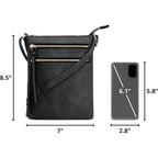 Deluxity Crossbody Purse Bag Shoulder Bag Multi Pocket Zipper Purse