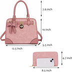 Qiyuer Medium Handbags For Women Vegan Leather Purses Set Satchel Tote Bags With Matching Wallet 2Pcs