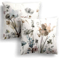 Kkvee Flower Throw Pillow Covers 18X18 Set Of 2, Flowers Pillow Cushion Cases, Modern Decorative Square Pillowcases For Sofa Couch Bedroom Living Room Car