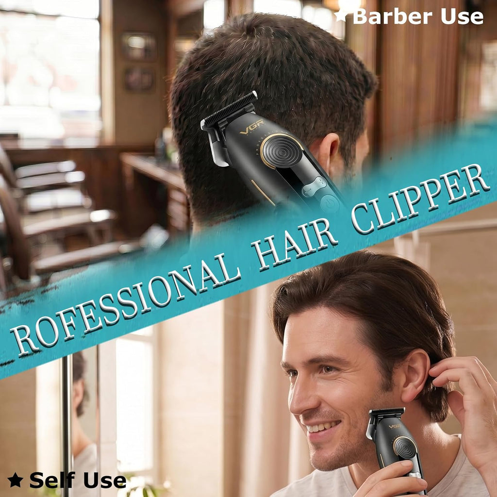 Vgr 299 Hair Clippers For Men, Professional Hair Trimmer For Men, Cordless Barber Clippers With 5-Speed Levels & 7000Rpm Motor, Zero Gap Trimmer With Ceramic Metal Blade For Fade And Line Up, Black