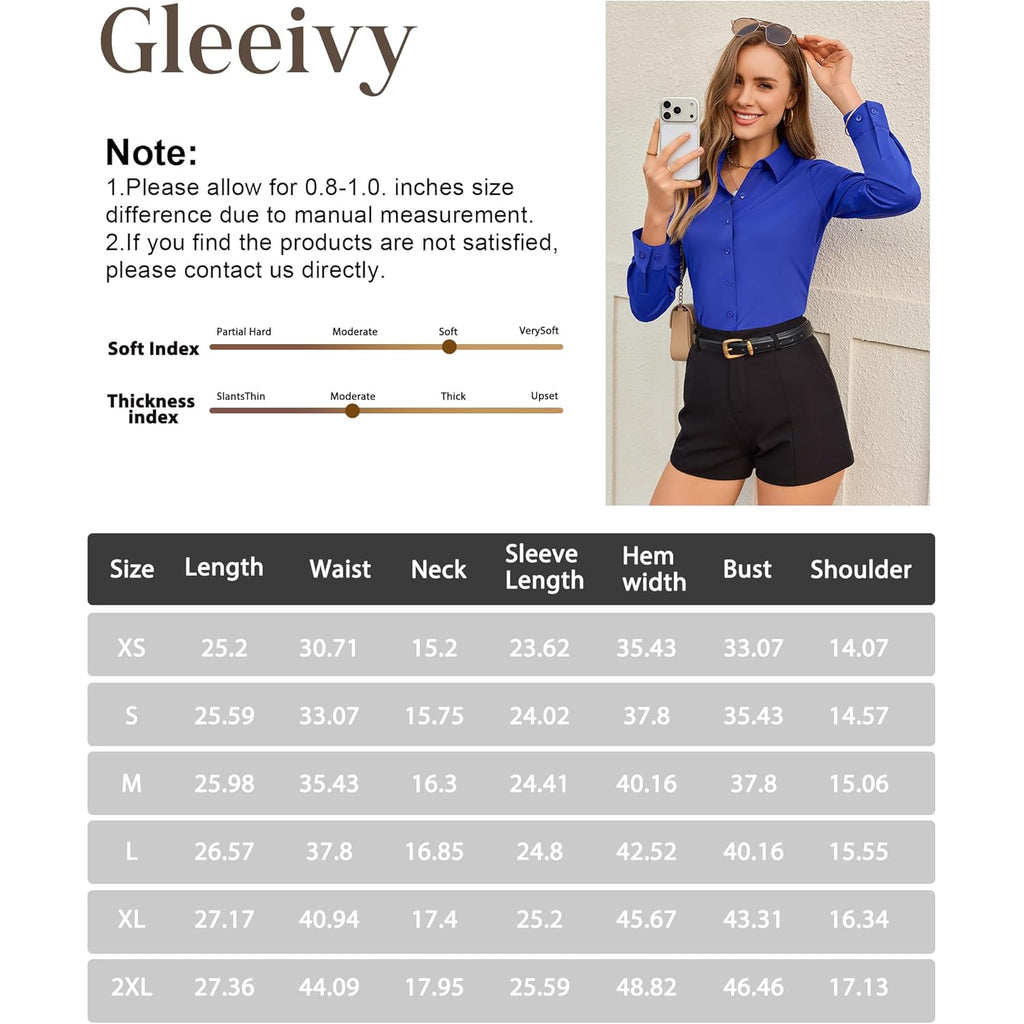 Women’s Button Down Shirt Slim Fit Stretch Wrinkle-Free Shirts for Women Long Sleeve Collared Work Blouse for Casual