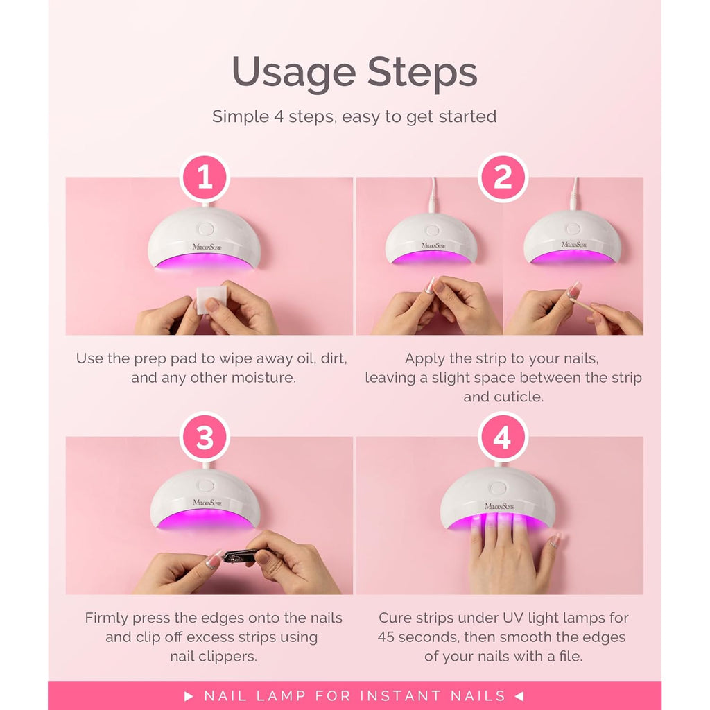 MelodySusie Pocket-Sized LED UV Nail Lamp with Ultra-Lightweight Design, P-ART04 UV Light Cures All Soft Gels at Home, Especially Instant Nails, Semi-Cured Gel, Base Coat & Top Coat (White)