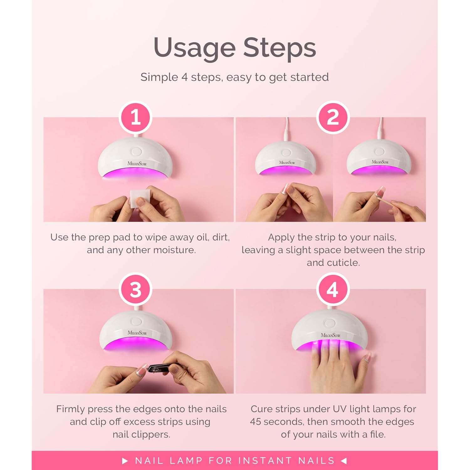 MelodySusie Pocket-Sized LED UV Nail Lamp with Ultra-Lightweight Design, P-ART04 UV Light Cures All Soft Gels at Home, Especially Instant Nails, Semi-Cured Gel, Base Coat & Top Coat (White)