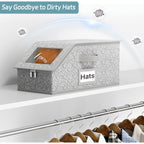 2 Pcs Stackable Hat Storage For Baseball Caps, Holds Up To 24 Caps Hat Organizer For Closet, Sturdy Snapback Boxes For Men With Cardboard, Grey