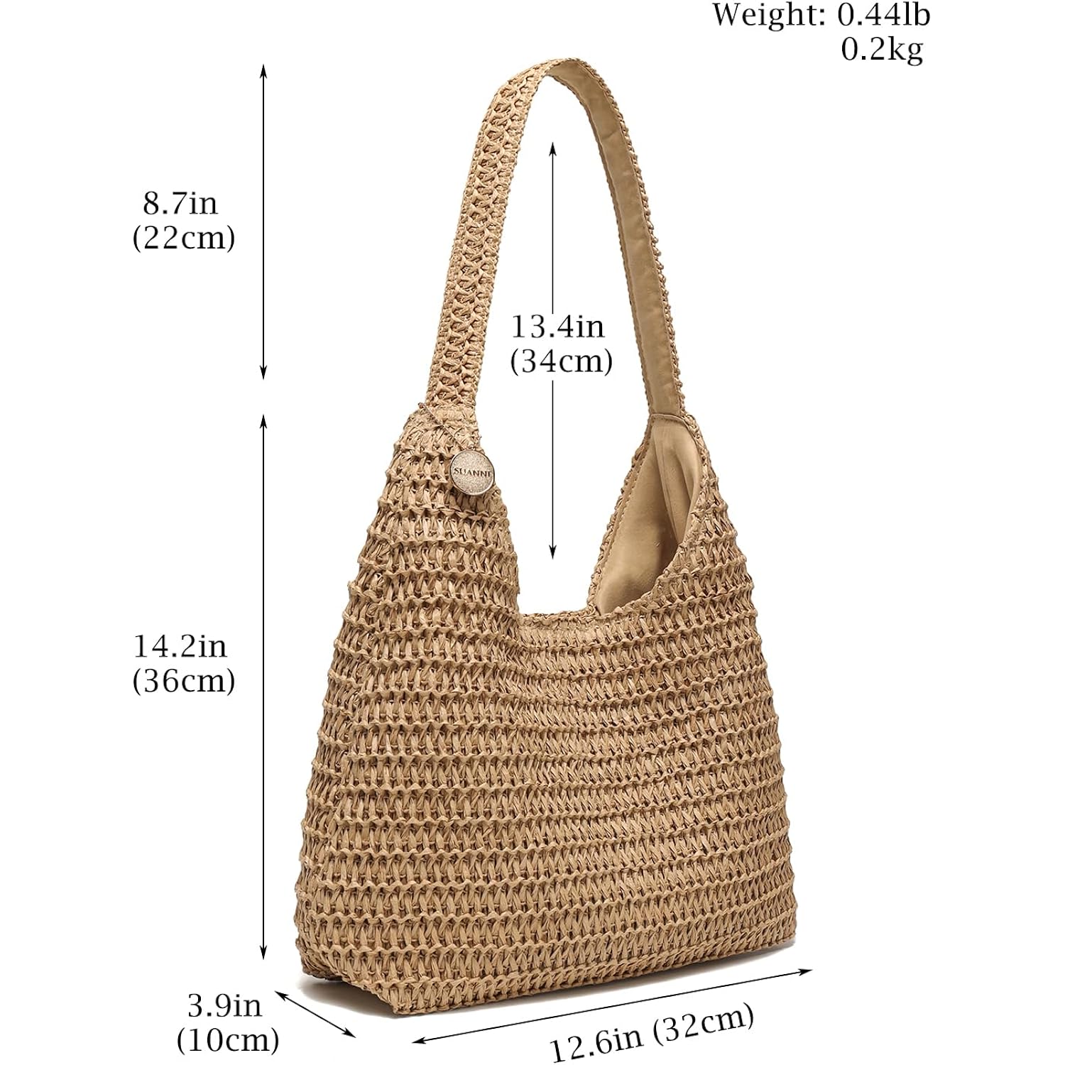 Straw Bags For Women, Large Woven Tote Bag, Summer Beach Shoulder Bag, Hobo Handbag For Vacation, Travel Casual Purse