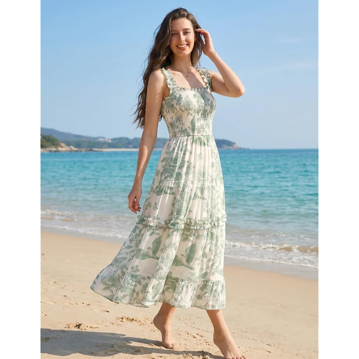 Scarlet Darkness Floral Dress For Women 2026 Flowy Sundress Smocked Cottagecore Dresses