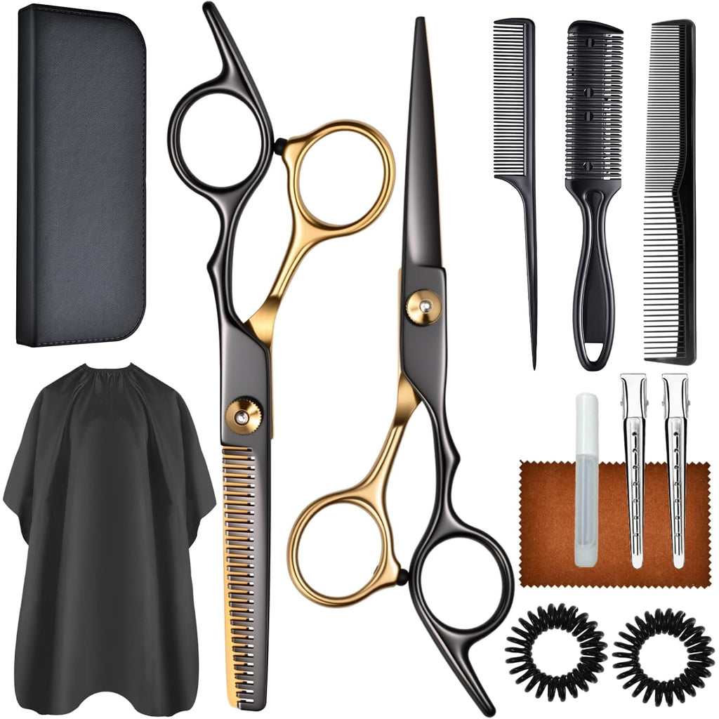 13 Pcs Hair Cutting Scissors Shears Kits，Professional Haircut Scissors Kit With Cutting Scissors，6.5 Inches Hair Cutting Scissors Kit For Men/Women/Kids/Salon & Home