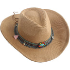 Mens Straw Cowgirl Cowboy Hat Women Floppy Packable Wide Brim Sun Hat Upf50 Western Panama Travel Beach Cap Fedora Bucket Hat