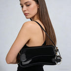 Black Purses for Women Trendy, Y2K Faux Leather Clutch Purse with Cherry Pendant,Crossbody Shoulder Bag and Handbags