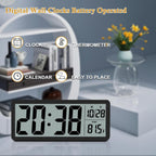Digital Lcd Wall Clock Easy To Set, 8.5 Inch Lcd Screen With Time/Date/Temperature Display,Simple Digital Desk Clock With 12/24H For Bedroom Living Room Office Décor