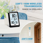 Indoor Outdoor Thermometer Wireless Weather Station, Internal External Thermometer Hygrometer, Home Batteryoperated Temperature Humiditymonitors330 Feet (About 100 Meters) Backlight Display (Black)