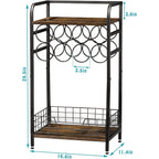 3-Tier Wine Rack Freestanding Floor Cabinet Corner Bar Cabinet Bar Cart,12 Individual Wine Storage Bottle Compartments Corner Bar Cabinet Holder,Wood + Black Frame Liquor Cabinet