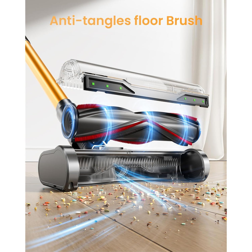 Cordless Vacuum Cleaner, 650W/60Kpa/70 Mins Vacuum Cleaners For Home With Self-Standing, Anti-Tangle Vacuum Cordless, Smart Display And 1.8L Cup Cordless Stick Vacuum Cleaner For Pet Hair/Carpets