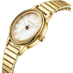 Small Gold Watches For Women, Easy To Read Dial Ladies Analog Watch, Oval Case, Stainless Steel Expansion Band, Waterproof Watch