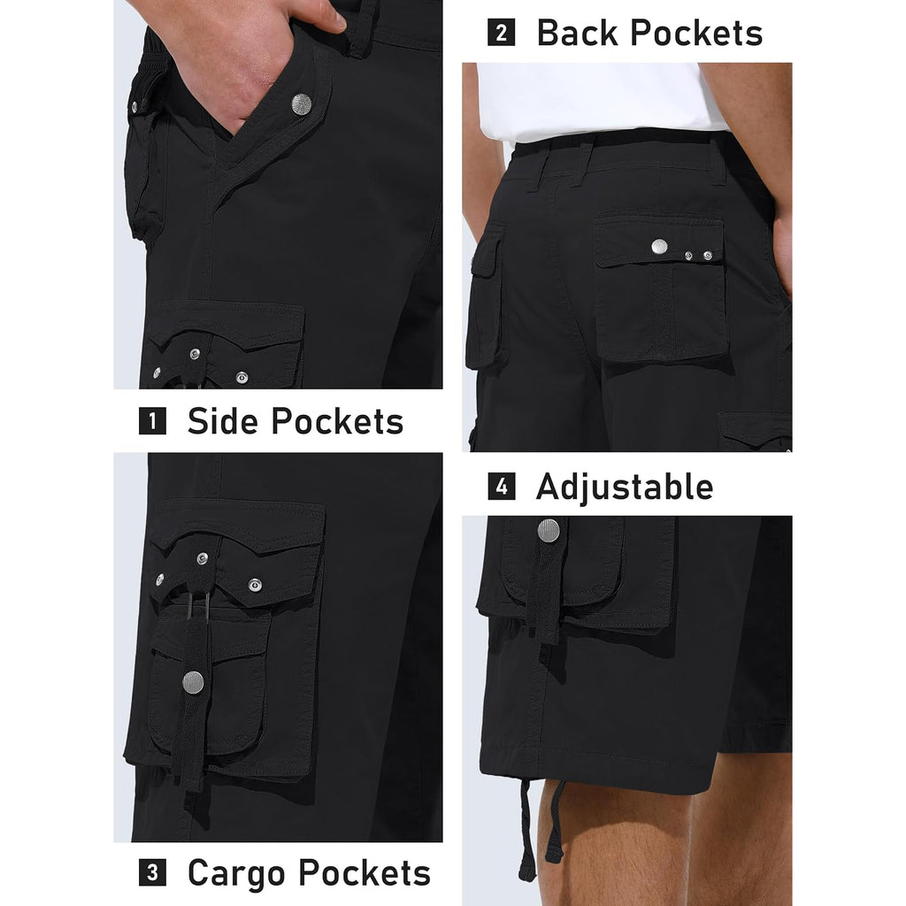 Mens Cargo Shorts Casual Shorts Hiking Shorts Below Knee Relaxed Fit Multi Pockets Running Joggers Outdoor Mens Shorts