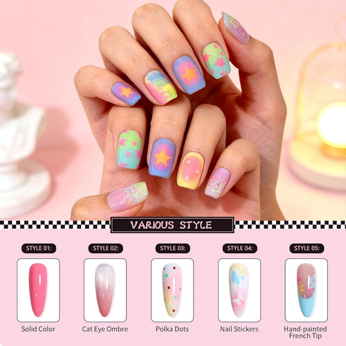 12 Color Patting Nail Gel Polish Kit, Ombre Painting Gel Palette with Brush & Silicone Patting Pen & Nail Art Stickers - UV/LED Curing for Gradient Nails, Beginner Friendly DIY Manicure Set